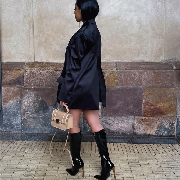 Zara Limited Edition Satin Blazer - Black - Picture 3 of 12